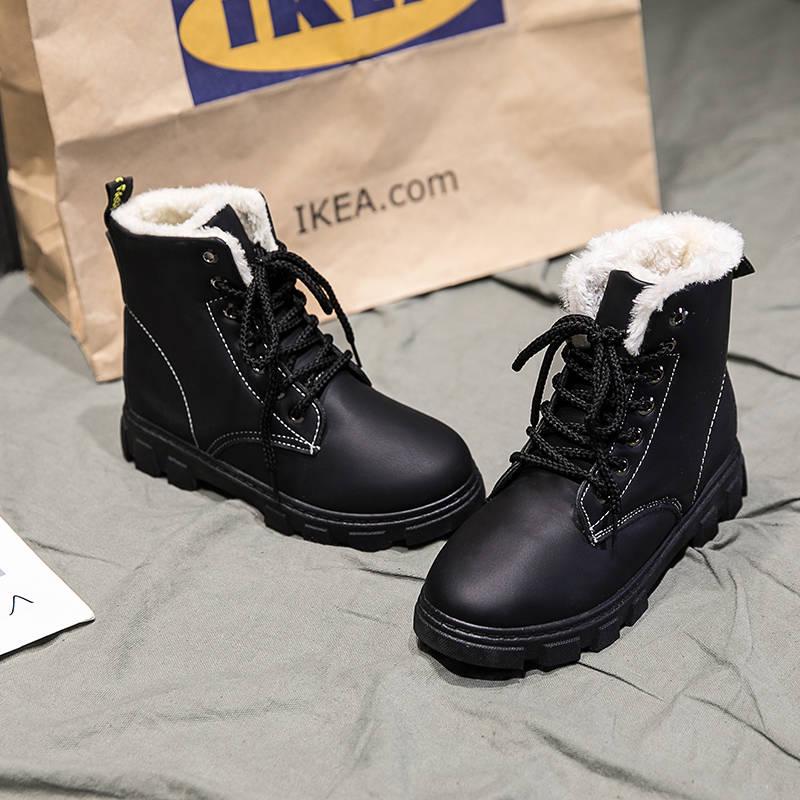 Women's Snow Boots Bottes Femme Winter Lace Up Ankle Botas 35-40 Botas De Mujer