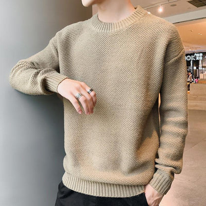 Spring Autumn Casual Sweater Men's Pullover Sweater Slim Men's Sweater Fashion Trend Simple Men's Sweater Long Sleeve Warm