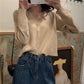 Spring and Autumn Style V-neck Cardigan Short Long Sleeve Top Jacket Thin Sweater Knitwear Women's Trend