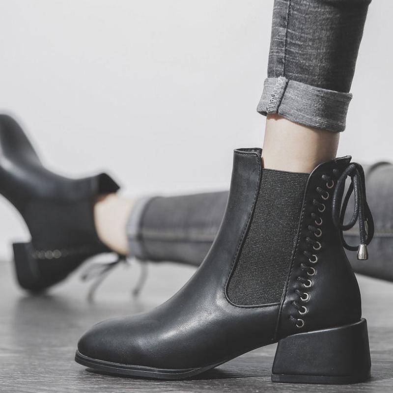 Women's Boots Mid-heel Thick-heeled High-heeled Shoes Spring Autumn All-match Single Boots Martin Boots Short Boots Women