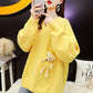 Cute Style Design Sense Bear Sweater Women's Pullover Loose Knitwear Tide Autumn Long-sleeved Pocket Blouse