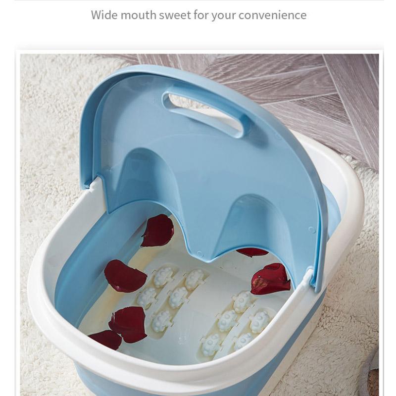 Household Folding Foot Bath Barrel for Children with Lid Foot Bath Barrel Heightening Massage Foot Barrel Plastic Foot Basin Dormitory Health