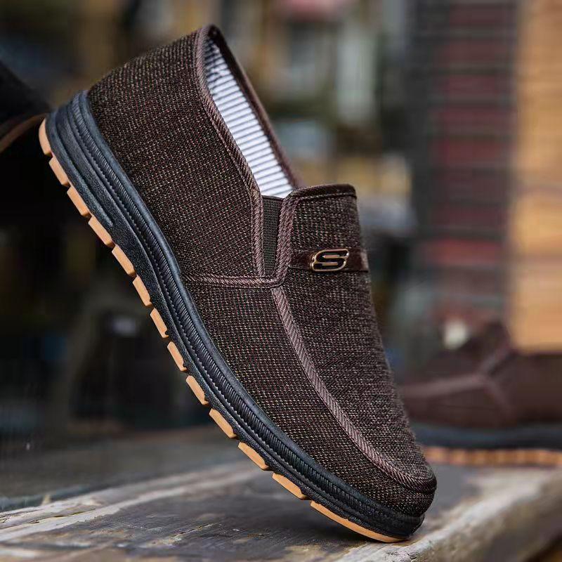 Tendon Bottom Old Beijing Cloth Shoes Men's Spring and Autumn Canvas Shoes Flat Non-slip Elderly Shoes Soft Bottom Middle-aged and Elderly Dad Shoes