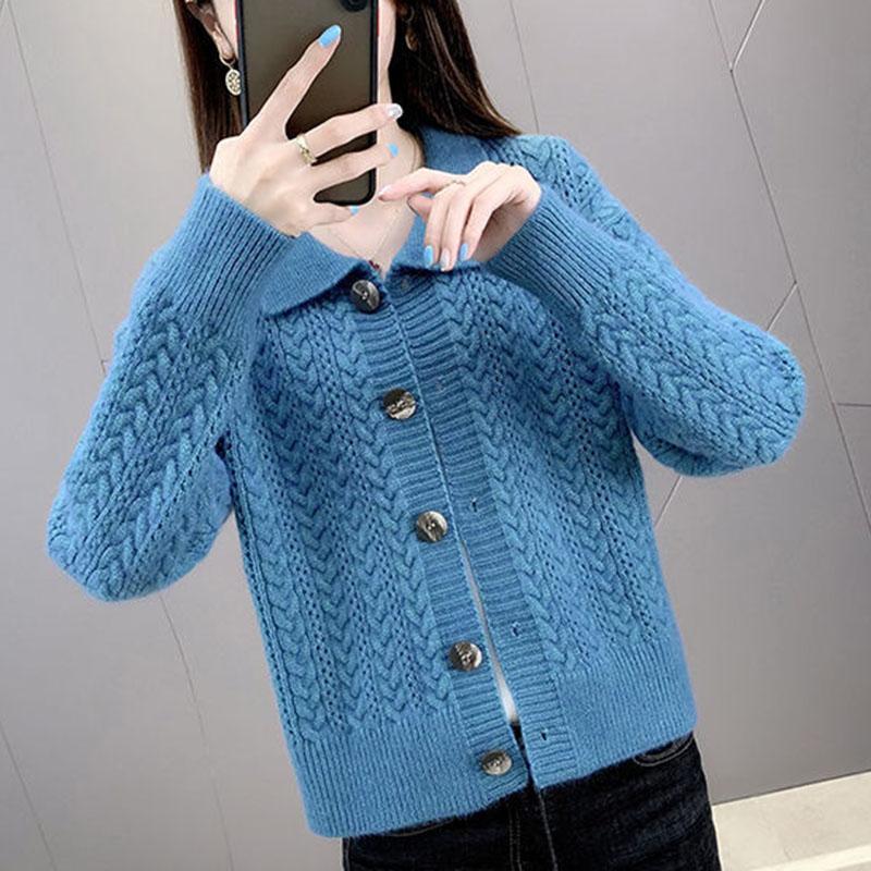 Autumn and Winter Solid Color Cardigan Jacket Knitted Loose Long-sleeved Tops Fashion Simple Women's Sweater