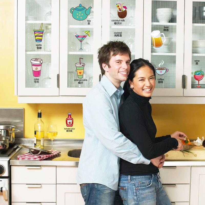Kitchen Cartoon Home Decor Sticker Removable Waterproof Wall Sticker self-adhesive