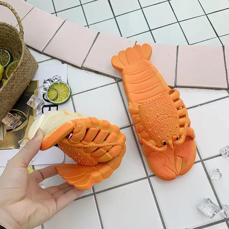 Unisex Beach Slippers Sandals Women Large Size Family Funny Lobster Slippers Girl Summer Shoes