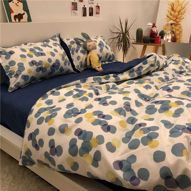 Spring and Summer Pastoral Style Four-piece Set, Simple and Fresh, Double Duvet Cover, Bed Sheet, Pillowcase, Student Three-piece Set