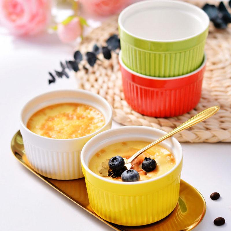 Nordic Household Single Baking Bowl Baked Dessert Pudding Cute Ceramic Bowl Steamed Egg Mold Small Bowl
