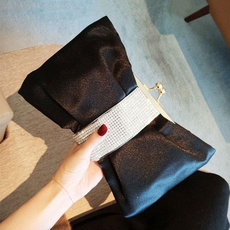 Luxury Rhinestones Women's Clutch Bag Shoulder Bag Ladies Smooth Satin Wedding Evening Banquetl Clutch Purse