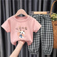 Children's Clothes Baby Two-piece Suit Cotton T-shirt + Casual Trousers Boys and Girls Casual Suit Summer Short-sleeved T-shirt