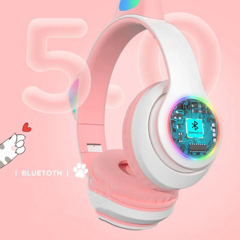 Cat Ear Headset 5.0 Bluetooth Headset Heavy Bass Mobile Game Computer Universal Noise Reduction High Quality Headset