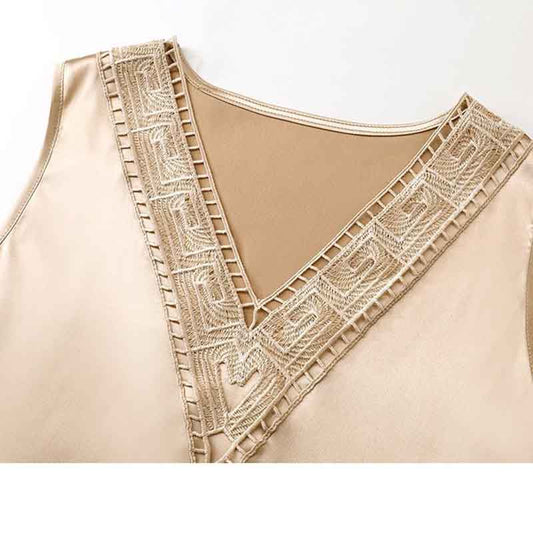 Silk Satin Camisole Women's Suit Inner Bottoming Shirt Large Size Loose V-neck Top