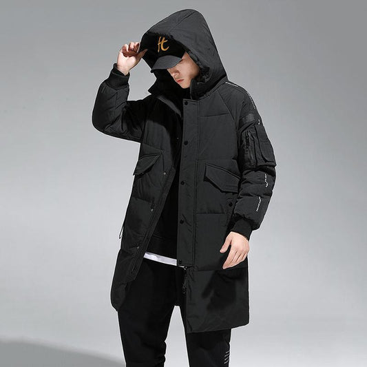 Over The Knee To Overcome The Thick Mid-length Men's Down Jacket Winter White Duck Down Jacket