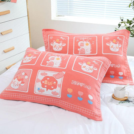 Special Offer Clearance Cotton Three-layer Gauze Four Seasons Adult Couples High-end Pillow Towel Full Increase Genuine Pillow Towel
