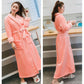 Thickened Flannel Nightgown Women's Plus Size Extended Length Coral Fleece Bathrobe Autumn Winter Long-sleeved Loose Homewear