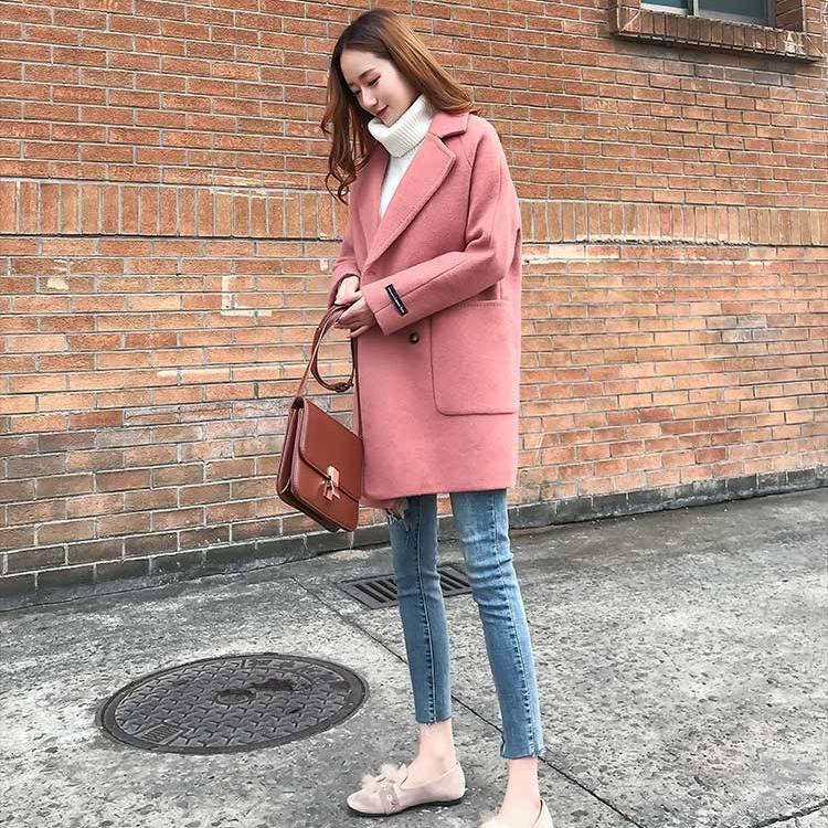 Wool Coats Autumn Winter Womens Jackets Slim Woolen Cardigan Coat  Elegant Blend Women Overcoat