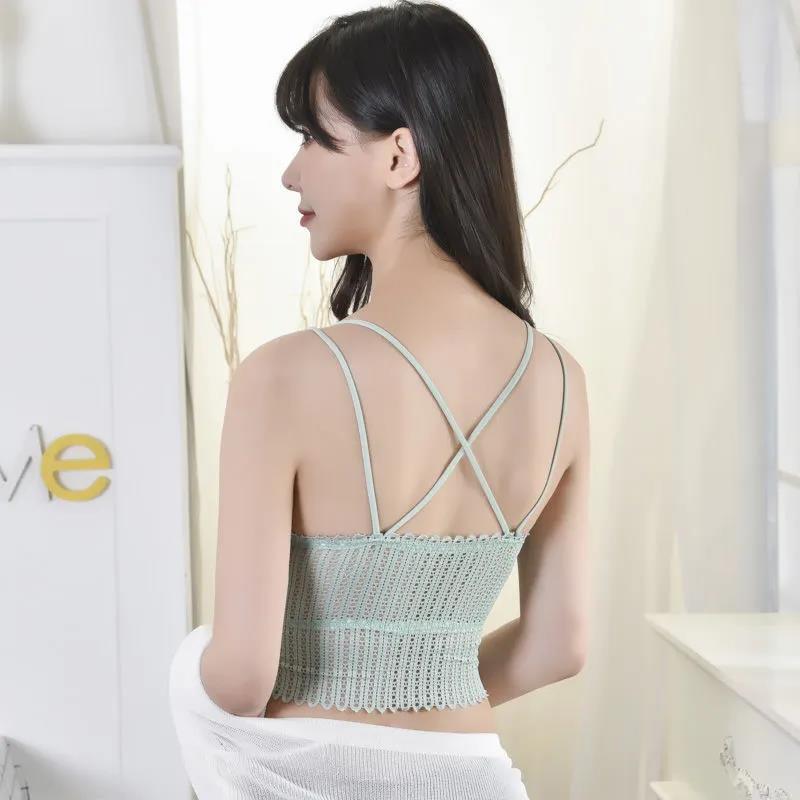 Korean Version of The Sweet and Sexy Lace Beautiful Back Gathered Bra Without Steel Ring Camisole Anti-explosion Tube Top Bra