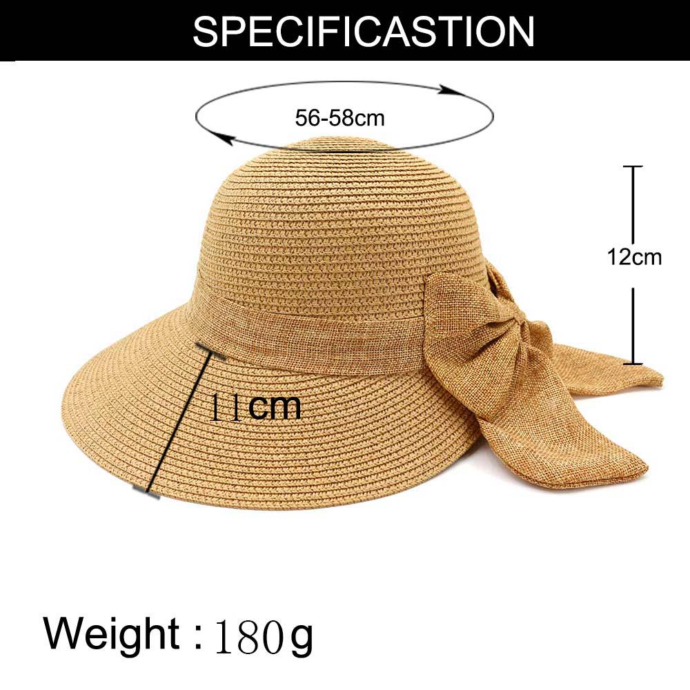 Straw hat Stylish vintage style linen bow summer straw hat