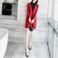 Autumn and Winter Fashion Mid-length Coat Round Neck Red Sweater Loose Long Sleeve Dress