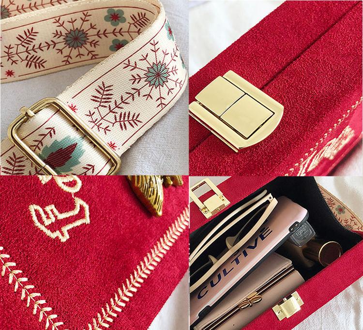 Women Box Bag Handbags Casual Clutch Purse Shoulder Crossbody Bags Velvet Wide Adjustable Belt