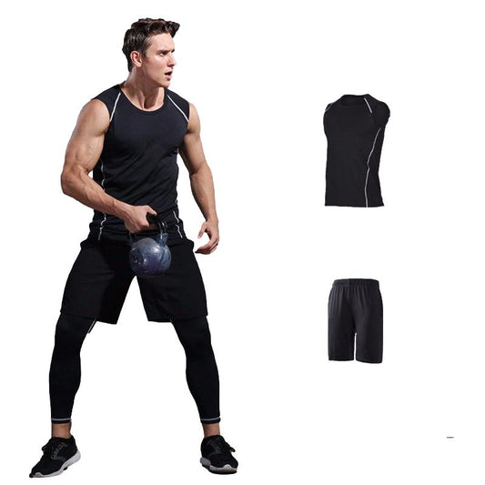 Fitness Suit Men's High-stretch Fitness Clothes Basketball Running Sports Tights Quick-drying Clothes Training Clothes