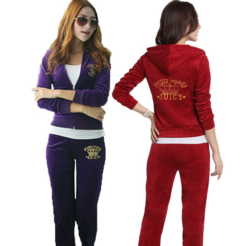 2pcs/set  Spring/Fall  Women's Velvet Fabric Tracksuits Velour Suit Women Track Suit Hoodies and Pants 2 Piece Set Outfits Sportswear