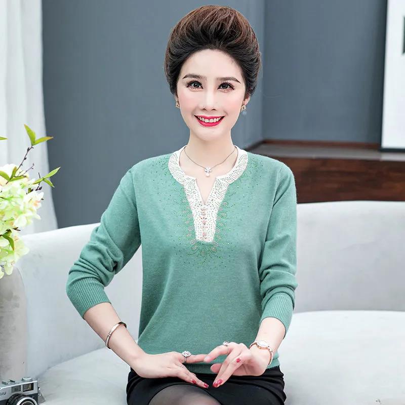 Women's Short Pullover Knitwear Fashion Round Neck Sticky Drill Long Sleeve Sweater Loose Outerwear Plus Size Sweater