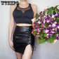 Tight PU Leather Skirt Women's High Waist Sexy Black Short Skirt Package Hip Leather Skirt Sexy Mini Dress