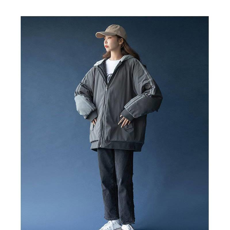 Cotton Jacket Women Winter Korean Version of Loose Ins Tide Hooded Cotton Jacket Short Couple Thickened Quilted Jacket