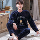 Men's Pajamas Autumn and Winter Flannel Thickening Plus Velvet Coral Velvet Cartoon Pajamas Men's Home Service Winter Suit