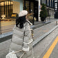 Down Jacket Women Winter Lamb Hair Stitching Mid-length White Duck Down Down Jacket Waist Slimming Winter Warm Thick Coat