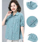 Pure Cotton Large Size Shirt Women's Loose Western Style Sleeve T-shirt Summer Middle-aged Mother's Top