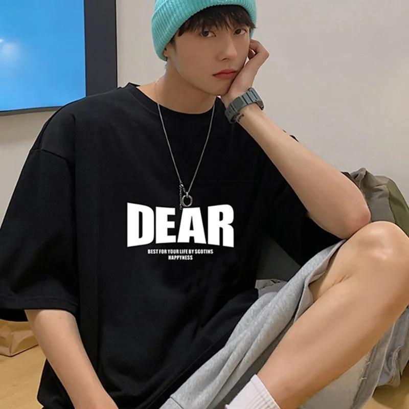 Summer T-shirt Men's Simple Letter Printing Couple Wear Loose Casual Niche Short-sleeved T-shirt