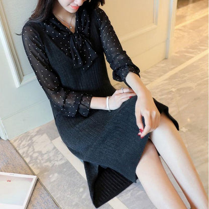 Spring and Autumn Loose Sleeveless Vest Pullover V-neck Mid-length Suspender Skirt Fashion Simple Female Suspender Skirt