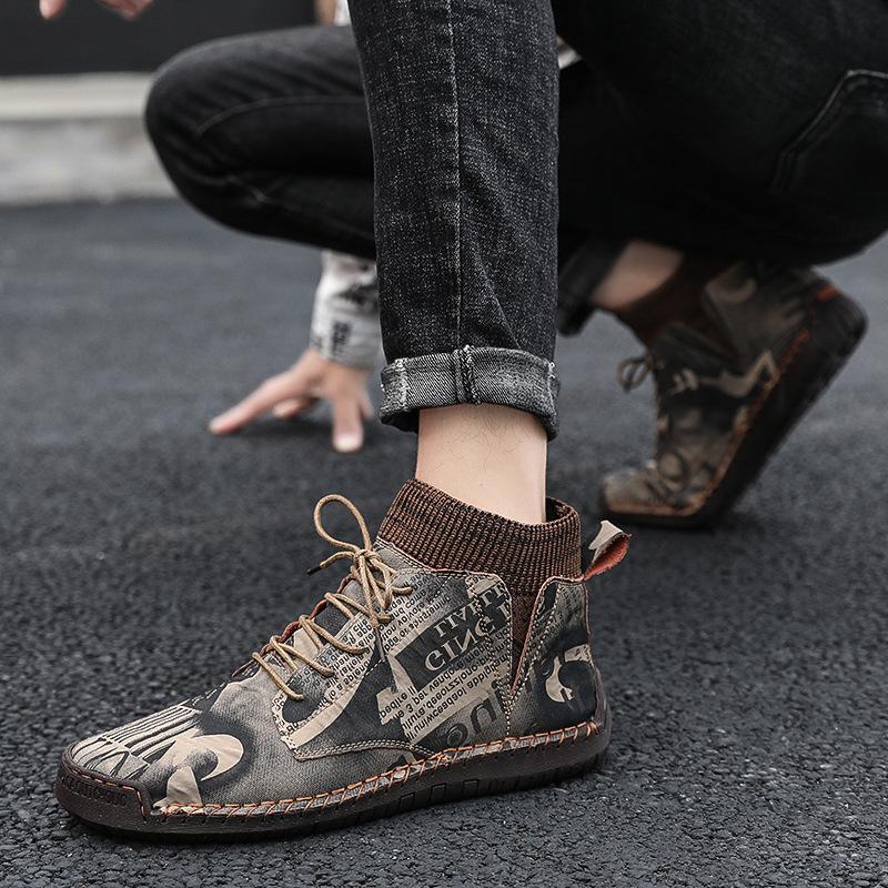 Winter Men's Boots Thick Plush Warm Men's Snow Boots Suede Men's Ankle Boots Handmade Men's Boots Winter Outdoor Men's Shoes