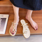 Fairy Style Flip Flops Rivet Sandals and Slippers for Women's Outer Wear New Year and Summer New Flat-bottomed Non-slip Beach Slippers