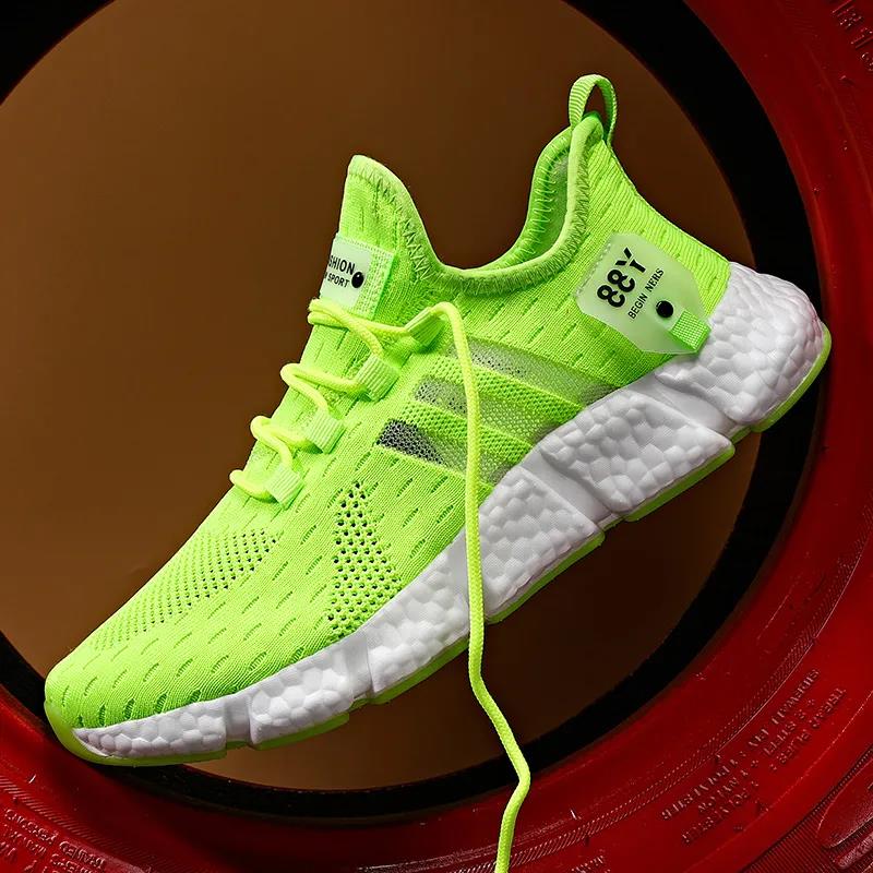 2021 New Fly Woven Mesh Shoes Breathable Lightweight Casual Running Shoes