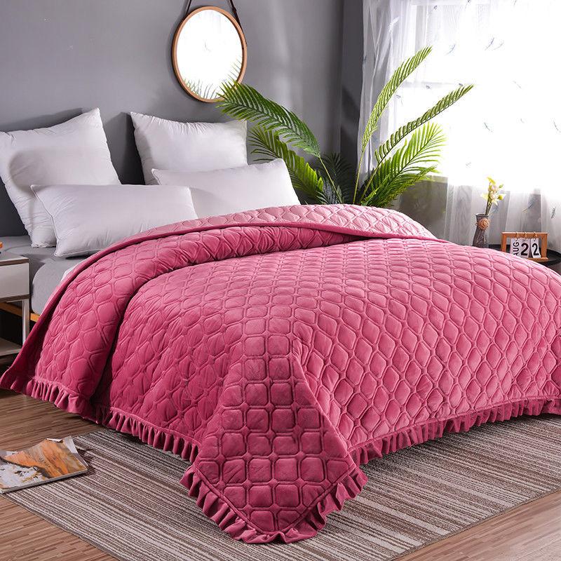 Flannel Blanket Single and Double Sleeping Cover Cushion Blanket Crystal Velvet Bed Cover Double-sided Bed Sheet Quilted Thick Non-slip Mattress