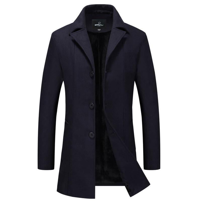 Men's Jacket Wool Long Coat Men Casual Warm Business Casual Overcoat Mens Woolen Jackets Parka Male