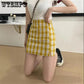 A-line Plaid Skirt Sweet Girl Student Mini Women High Waist Grid Split Short Skirts