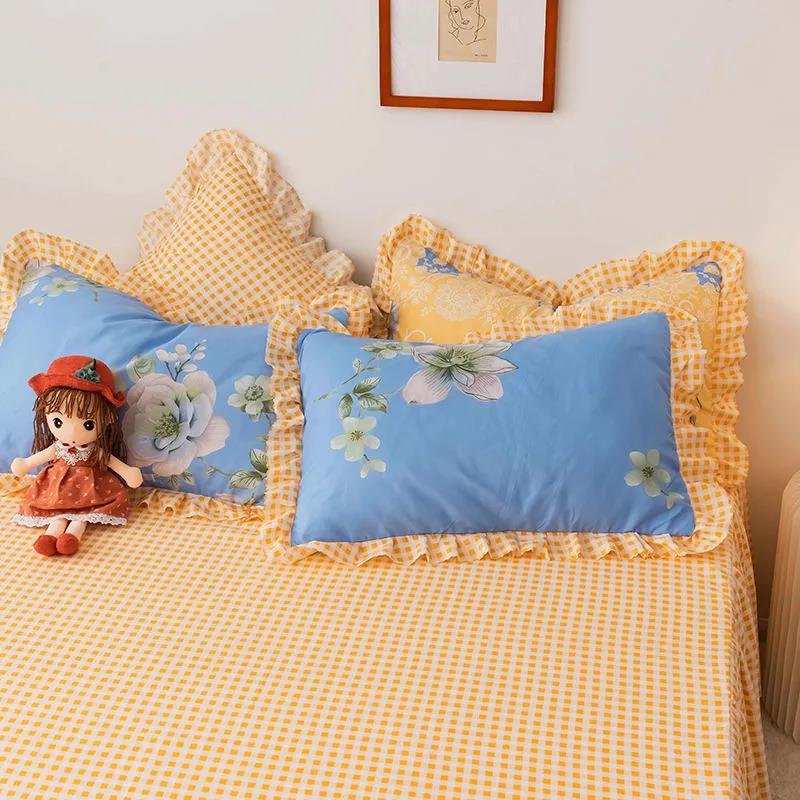 Pastoral Print Lace Pillowcase Plus Size 48*74cm Two-pack Pillow Core Dust Cover Student Dormitory