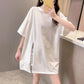 Women's Short-sleeved T-shirt Tops Loose Cotton Mid-length Short-sleeved Irregular Split T-shirts Women's Color T-shirts