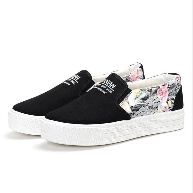 Canvas Shoes Women's Spring White Shoes Women's Platform Shoes Thick-soled One-foot Korean Student Lazy Cloth Shoes