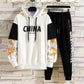 WTEMPO Teen Pullover Suit Sports Suit Campus Trendy Clothing Hooded Sweater and Casual Pants Men