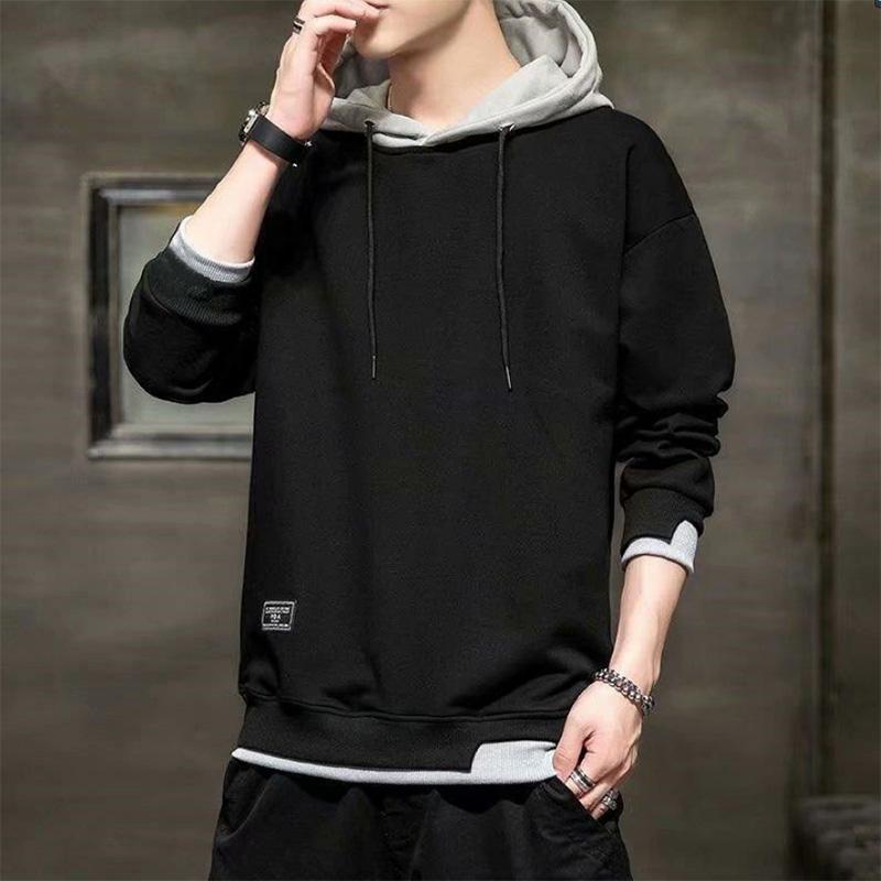 Fake Two-piece Sports Jacket Men's Spring Autumn and Winter Youth Trend Hooded Top Men's Loose Student Jacket