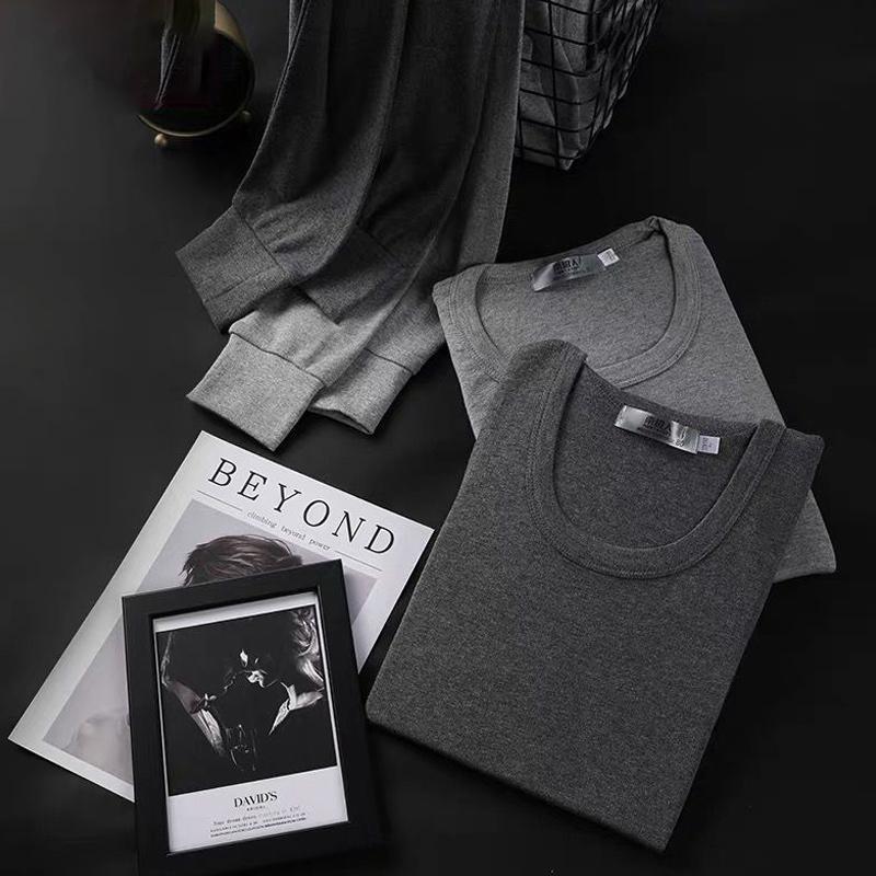 Winter Authentic Men's Autumn Clothes and Long Trousers Men's Thermal Underwear Thin Cotton Sweater Suit