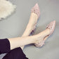Korean Version  Sweet  Versatile Pointed Toe Single Shoes Women's High Heels 3cm Hollow Flower Low-heeled Small Stiletto Low-heeled Shoes