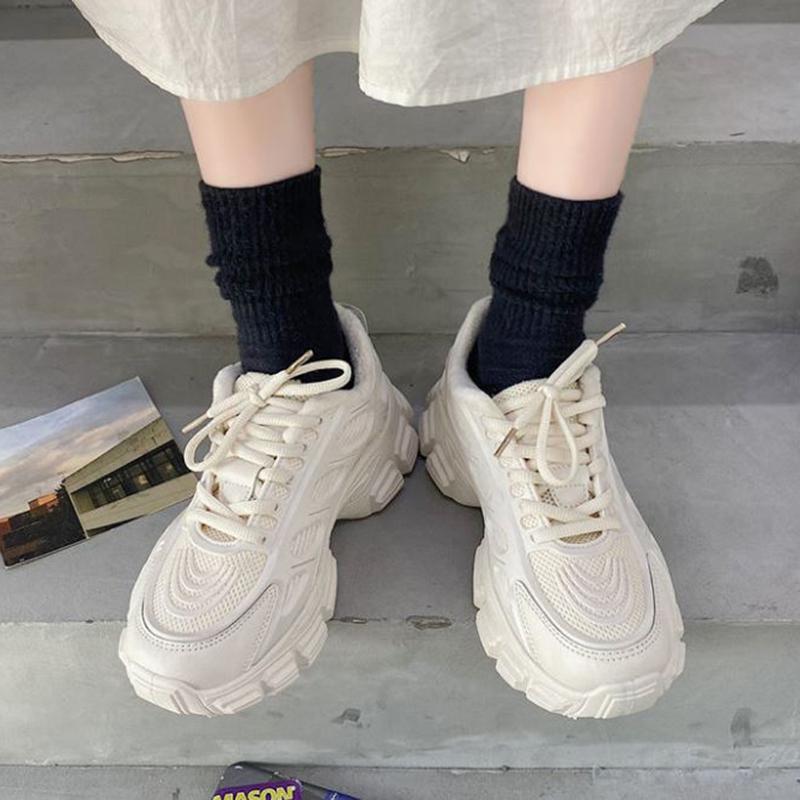 Daddy Shoes Women All-match Spring Sports Shoes Women Casual Comfortable Thick-soled Black Shoes Women