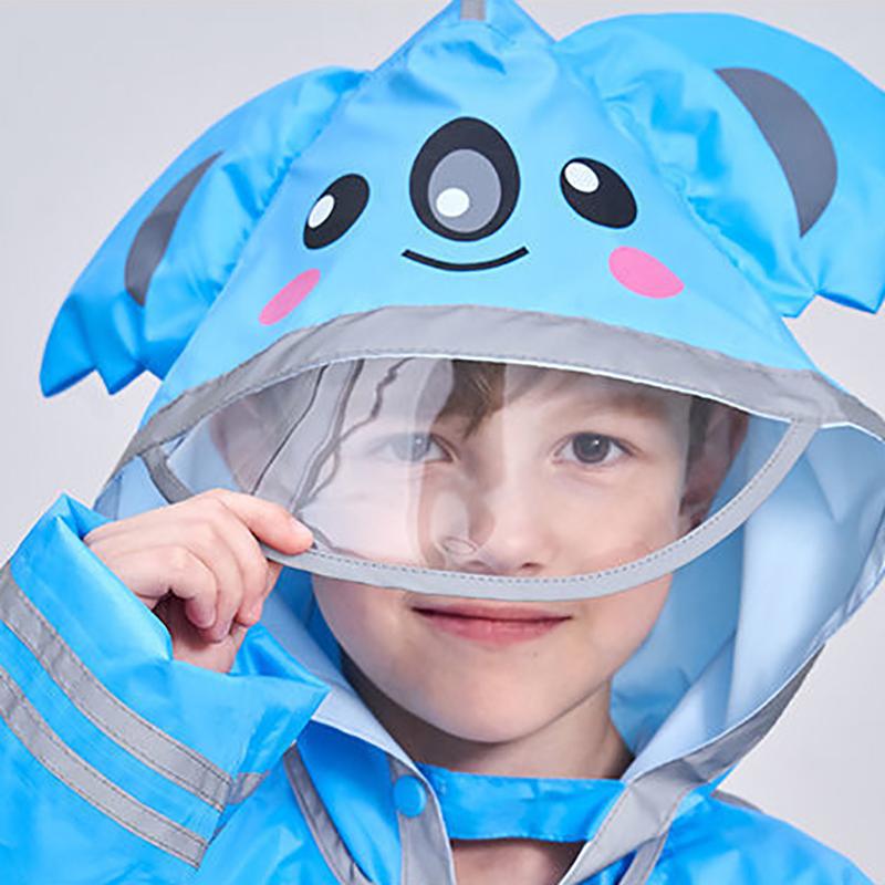 Kid Rain Coat Kawaii Cartoon Printed Raincoat Reflective Stripe Hooded Waterproof Clothes Boy Girl Windbreaker Windproof Rainweaer
