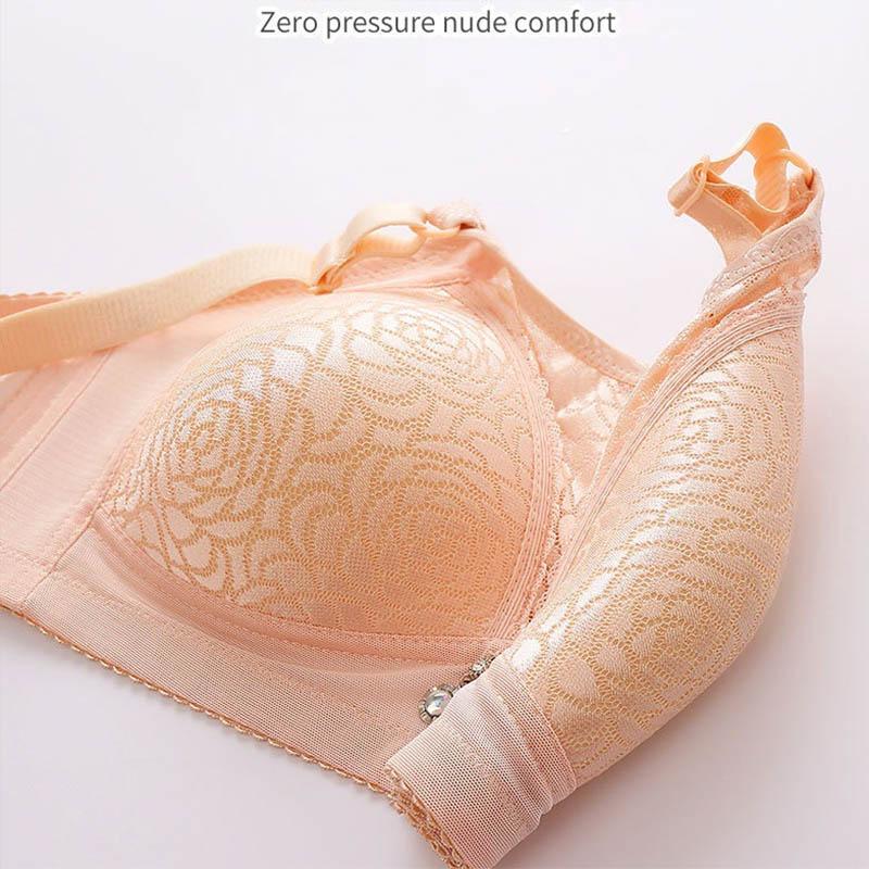 Ladies Anti-Smoke Tube Top No Steel Rings Gathering Non-Slip Adjustable Smooth Embroidered Jacquard Back Three-Row Buckle Soft Breathable Bra